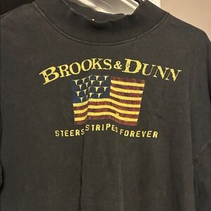 Brooks & Dunn Vintage Black Graphic Tee with Flag